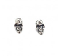 E000817 Genuine Sterling Silver Earrings Skull Solid Hallmarked 925 Handmade